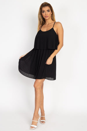 Accordion Pleated Mini Dress