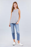 Sleeveless Round Neck Rayon Spandex Knit Top