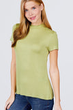 Short Sleeve Mock Neck Rayon Spandex Rib Top