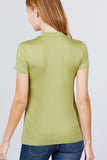 Short Sleeve Mock Neck Rayon Spandex Rib Top