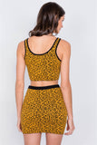 Leopard Print Crop Tank Top & Mini Skirt Set