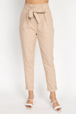 Belted Linen Paper Bag Pants