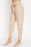 Belted Linen Paper Bag Pants