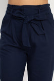 Belted Linen Paper Bag Pants