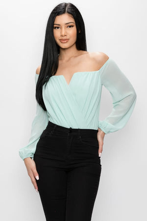 V-cut Front Off Shoulder Bodysuit