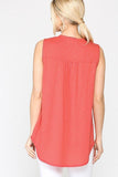 Sleeveless Lace Trim Tunic Top With Scoop Hem