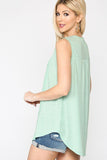 Sleeveless Lace Trim Tunic Top With Scoop Hem