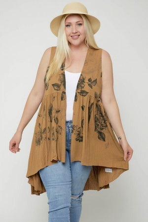 Floral Sublimation Print  Sleeveless Cardigan