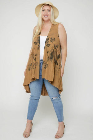 Floral Sublimation Print  Sleeveless Cardigan