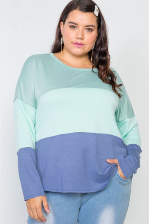 Plus Size Colorblock Soft Knit Top