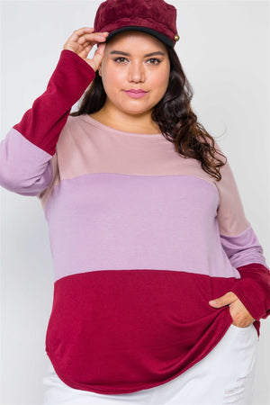 Plus Size Colorblock Soft Knit Top