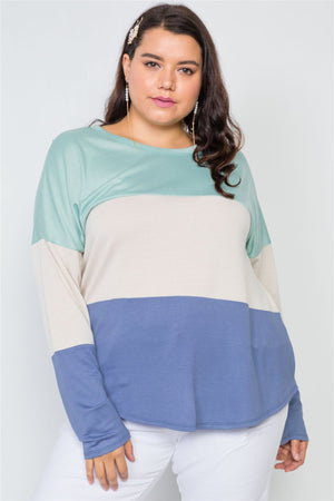 Plus Size Colorblock Soft Knit Top