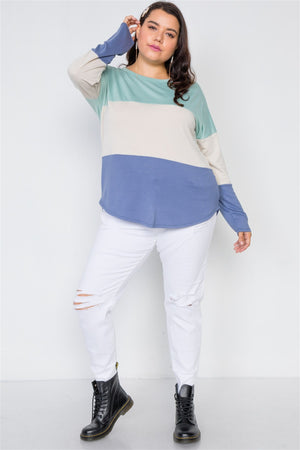 Plus Size Colorblock Soft Knit Top