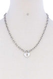 Fashion Heart Lock Chain Necklace And Earring Set