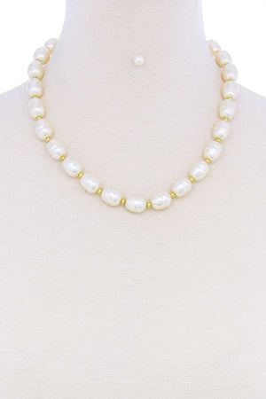 Stylish Fashion Pearl Beaded Necklace And Earring Set