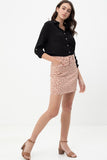 Leopard Printed Cotton Span Mini Skirt