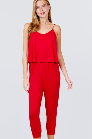 Cami Layered Top Capri Knit Jumpsuit