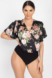 Floral Print Front Warp Bodysuit