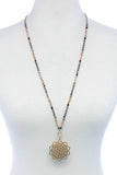 Stylish Sun Flower Pendant Beaded Necklace