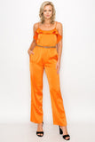 Ruffle Trim Belted Jumpsuit