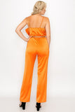 Ruffle Trim Belted Jumpsuit