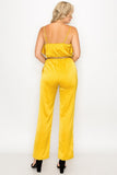 Ruffle Trim Belted Jumpsuit