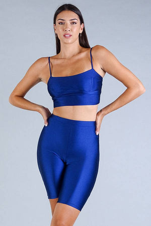 Sexy Spaghetti Strap Darted Under Bust Crop Top