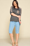 Plus Size Cute Animal Print Pocket French Terry Casual Top