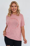 Plus Size "every Mother Counts" Graphic Soft Mauve Loose Fit Top