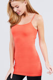 Basic Adjustable Spaghetti Strap Tunic Cami W/ Shelf Bra