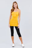 Basic Adjustable Spaghetti Strap Tunic Cami W/ Shelf Bra