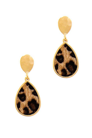 Cute Modern Tear Drop Leopard Fur Earring