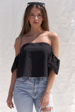 Black Off The Shoulder Confetti Cutout Sleeve Top