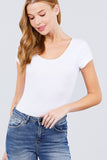 Solid Short Sleeve Scoop Neck Bodysuit