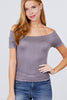 Short Sleeve Off The Shoulder Smocked Rayon Spandex Top