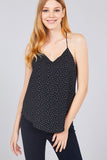 V-neck W/back Strap Dot Print Woven Cami Top