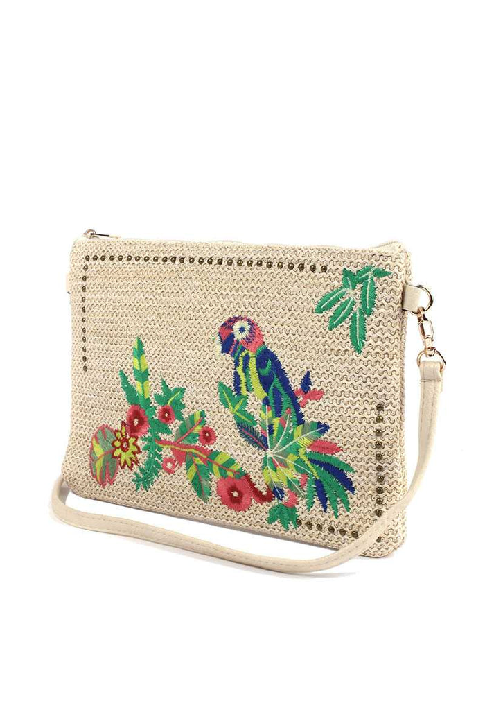 Macaw Embroidered Pouch