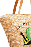 Natural Straw Woven Cactus Shopper Bag