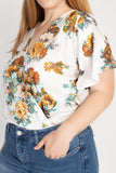 Floral Print Front Warp Bodysuit