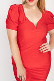 Satin Puff Sleeves Mini Dress