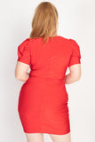Satin Puff Sleeves Mini Dress