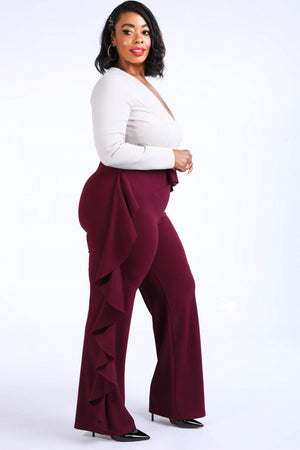 Ruffled Pant Detailed Color Block Jumpsuit