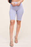 Solid Cotton Lycra Biker Length Shorts