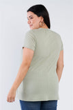 Plus Size Sage Open Keyhole Short Sleeve Top