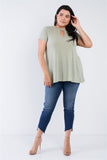 Plus Size Sage Open Keyhole Short Sleeve Top