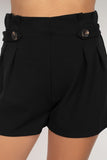 Button Tab High Rise Paperbag Shorts