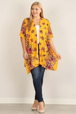 Plus Size Floral Print Kimono