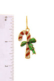 Modern Trend Cute Rhinestone Christmas Cane Earring