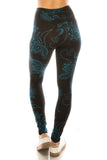 Long Yoga Style Banded Lined Multi Printed Knit Legging With High Waist.