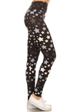 Long Yoga Style Banded Lined Stars Printed Knit Legging With High Waist.